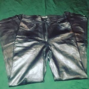 Soft 100% Genuine Leather Black Straight leg Pants